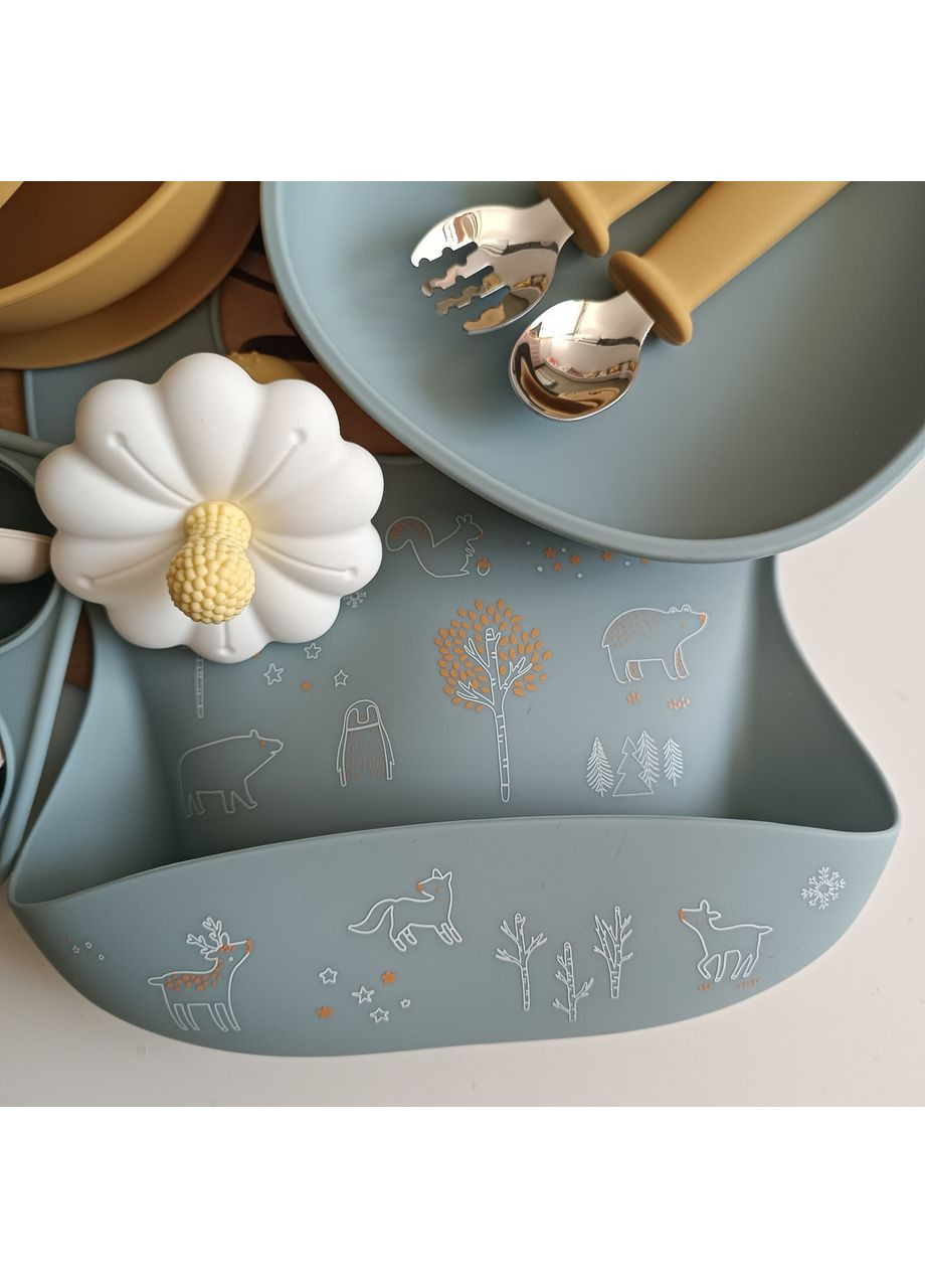 Набір силіконового посуду для першого прикорму з гризунцем і формою для морозива (0369) No Brand (368999937)