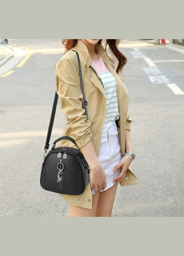 Жіноча міні сумочка на плече з екошкірою овальна чорна (sku_1062Ч) No Brand (330576627)