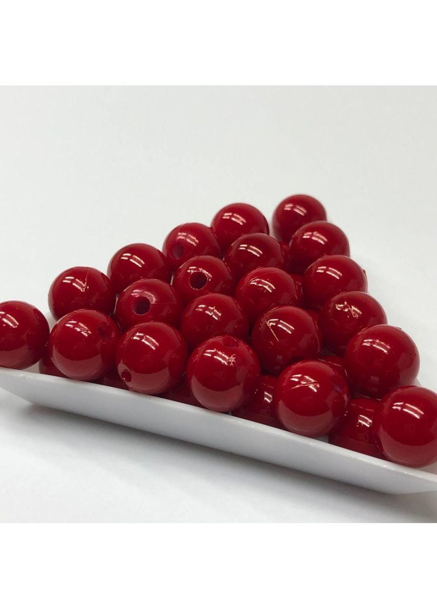 (20 грамм) Бусины пластик Ø10 мм, Цвет - Красный Plus-plus (352744598)