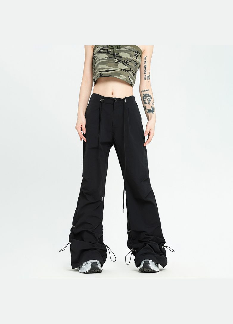 Спортивні штани карго на зав'язках чорні No Brand (307930879)