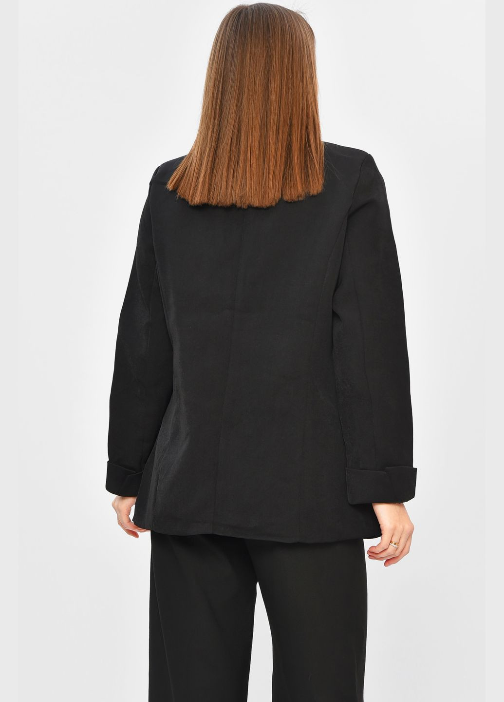 Черный женский пиджак женский однотонный черного цвета Let's Shop однотонный - демисезонный