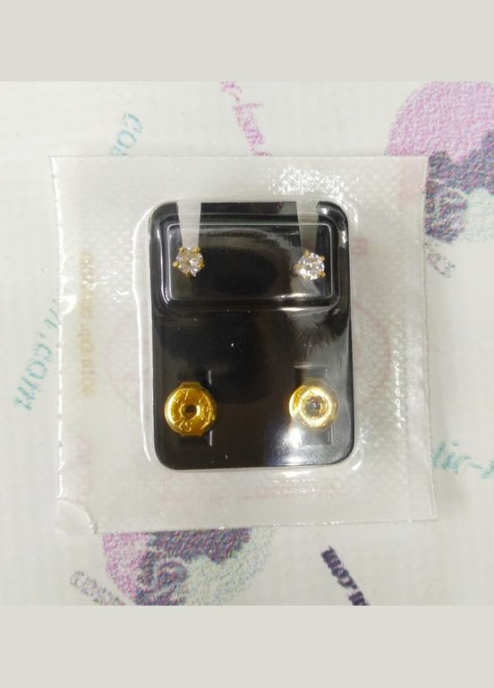 Сережки-гвоздики Cubic Zirconia напівкоштовний цирконій розмір середній, оправа золото, 3мм.R100W STUDEX (325452726)