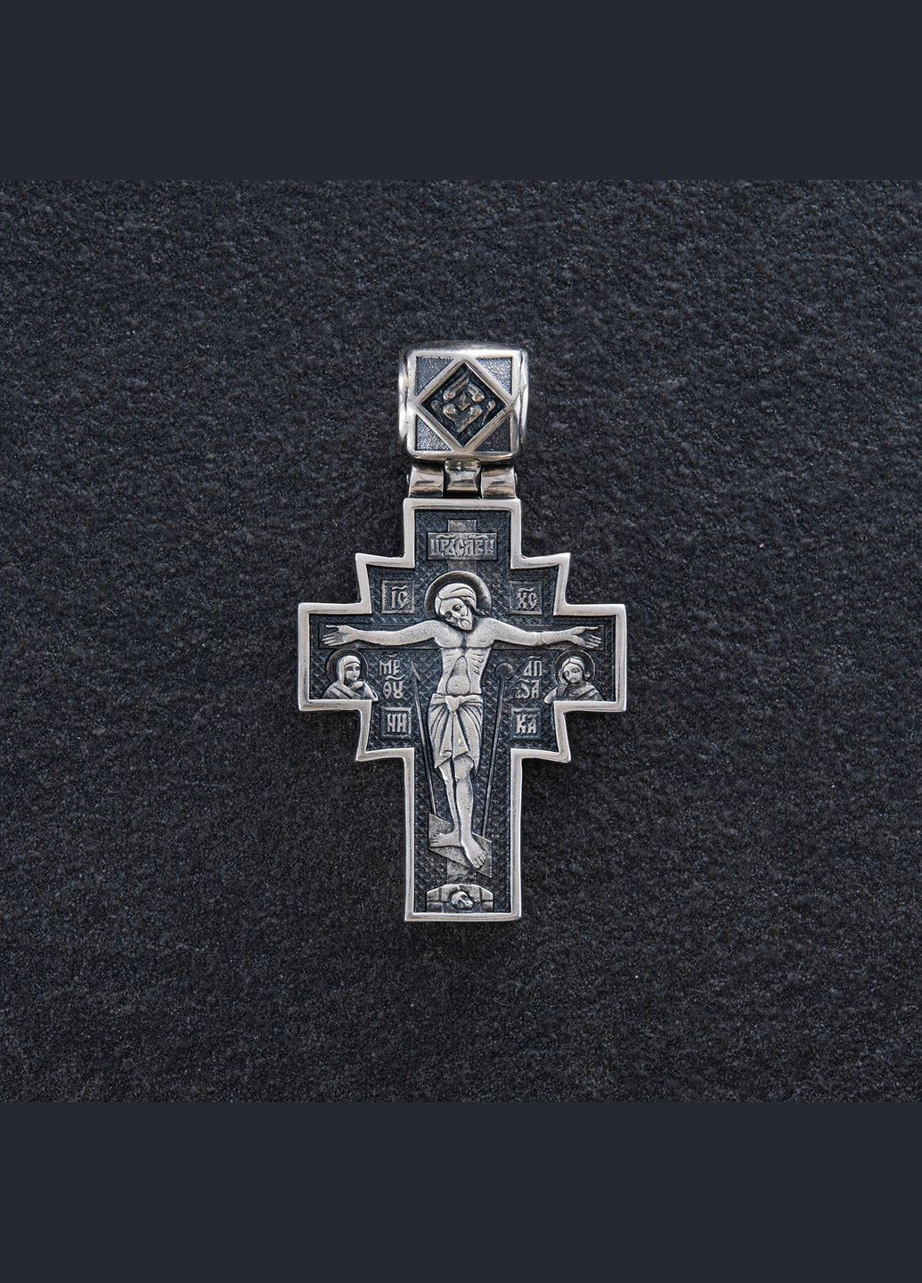 Срібний православний хрест з чорнінням 132488 Oniks (264392731)