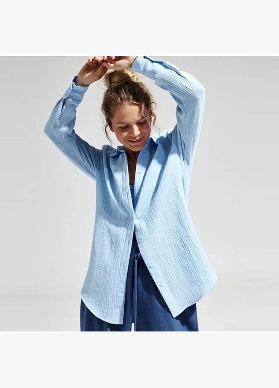 Голубой кэжуал рубашка однотонная Adelante с длинным рукавом