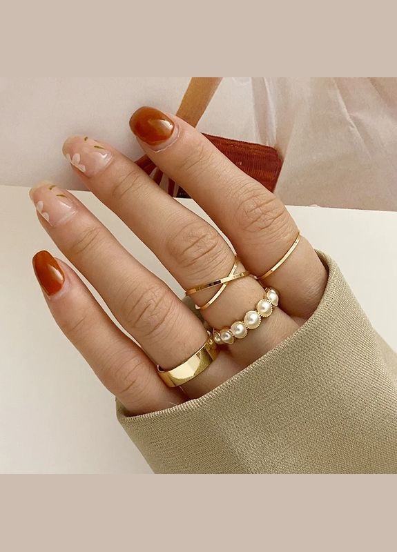 Набір жіночих кілець 4 шт регульовані перли комплект No Brand (340463790)