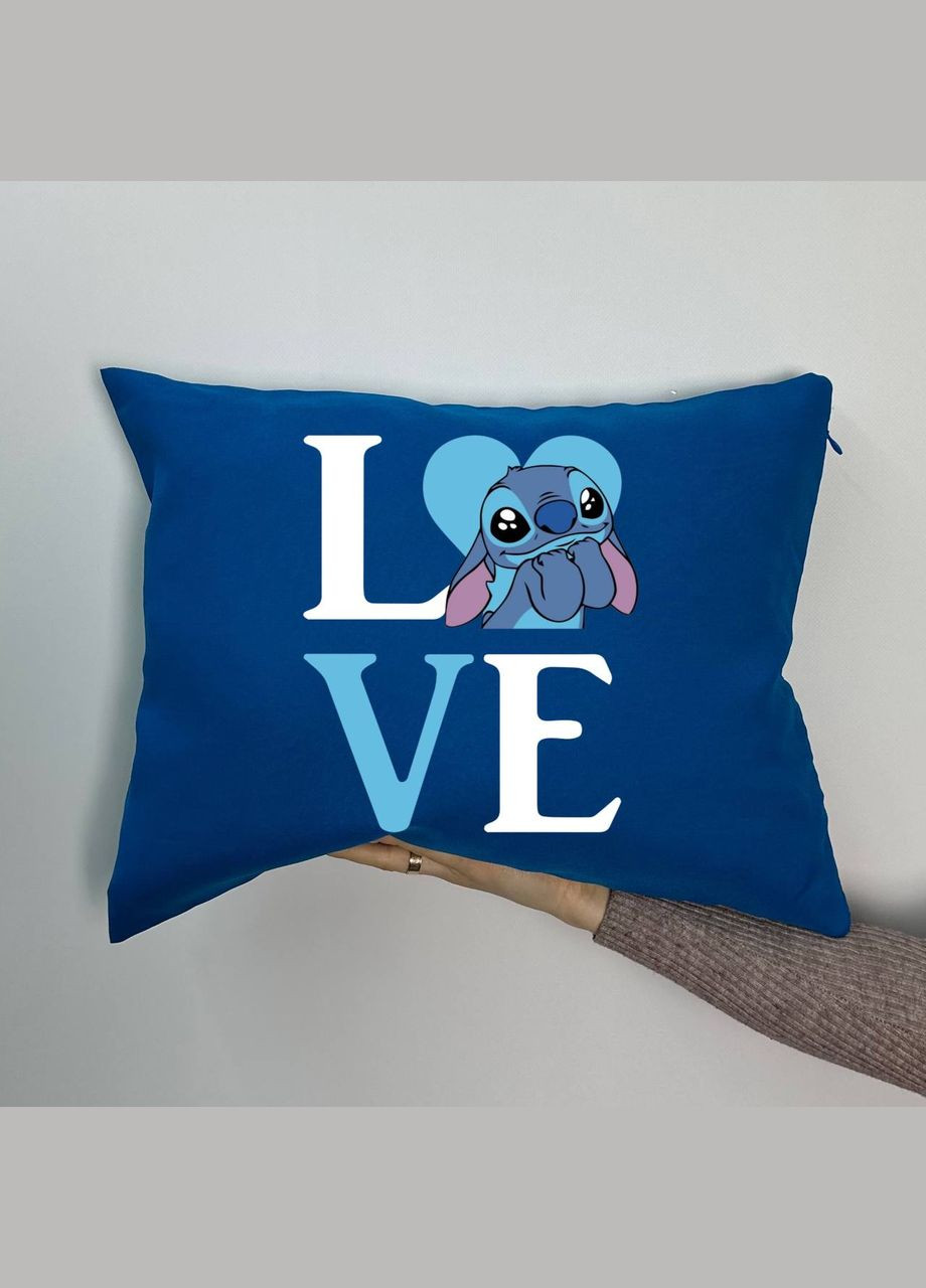 Подушка з принтом габардинова Стіч Love, синя 35х45 (1143) Hand Made (350942308)