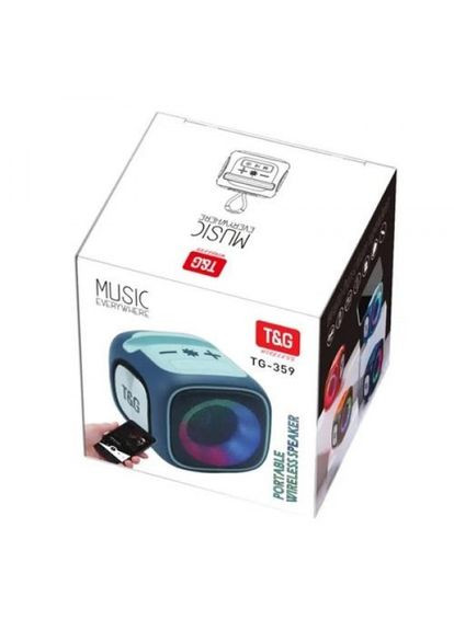Портативна Bluetooth-колонка TG359 7W з RGB-підсвіткою, акумуляторна колонка для музики. Колір: синій T&G (302891909)