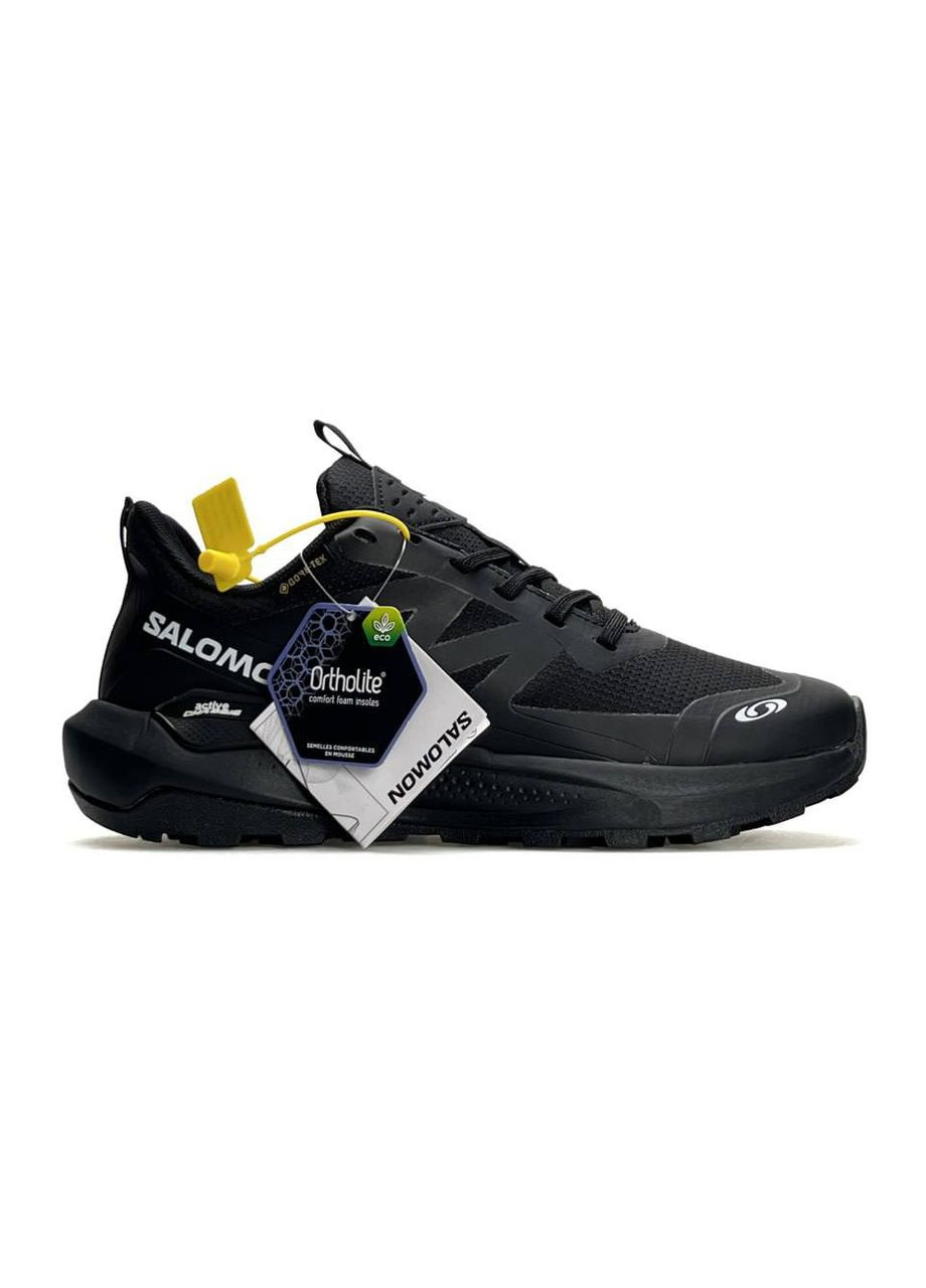 Чорні Осінні кросівки чоловічі salomon black white No Brand Elixir Activ GTX