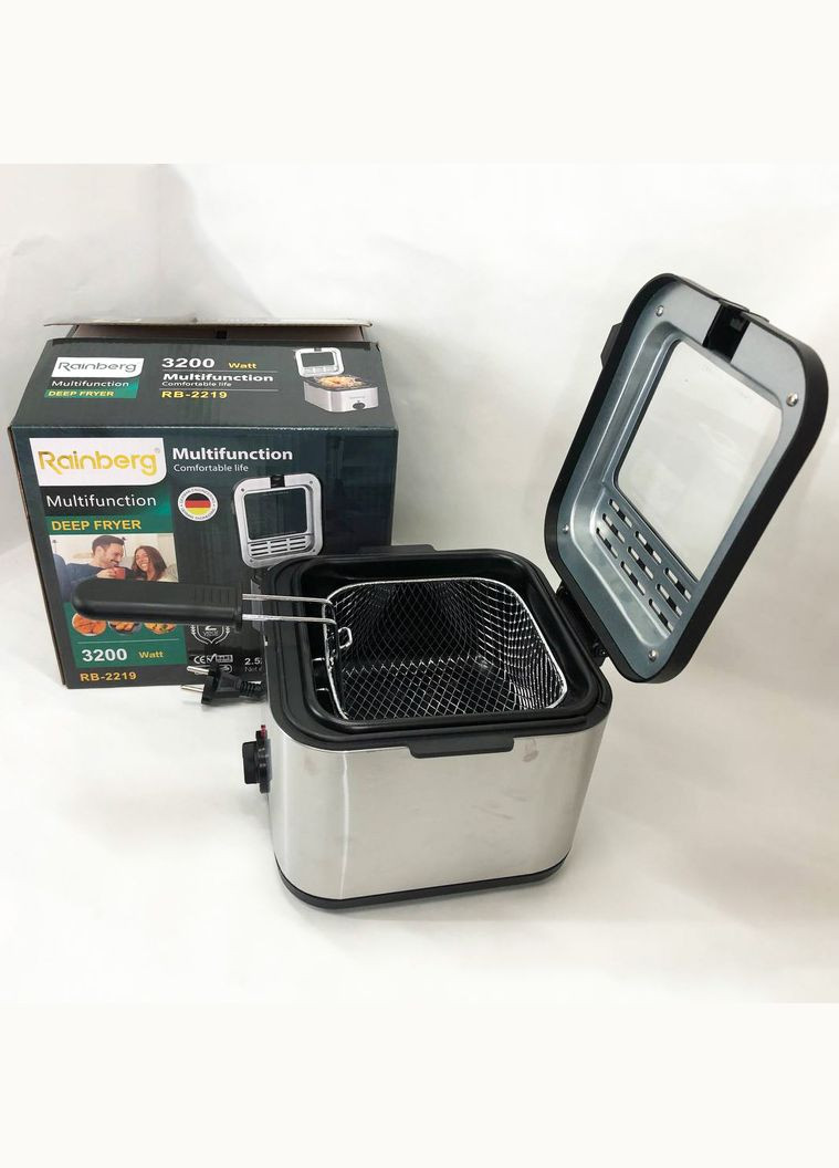 Фритюрниця для дому RB-2219 з терморегулятором та знімною чашею електрофритюрниця міні фритюрниця Rainberg (364663931)