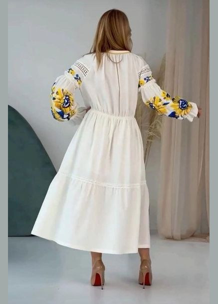 Платье вышиванка Подсолнечник белое You Best (293057494)