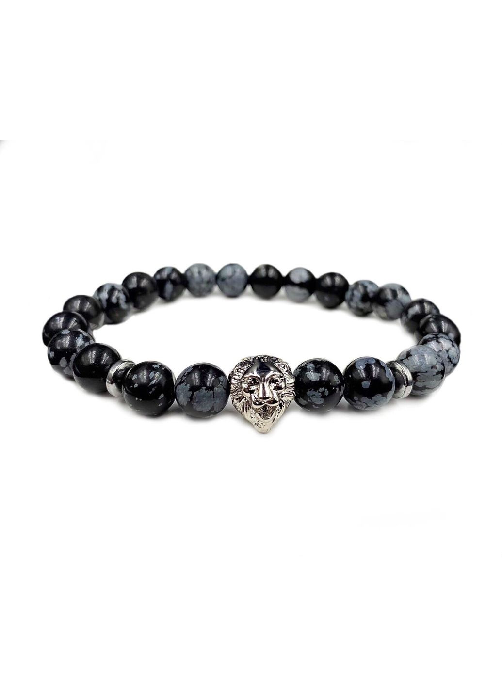 Браслет із обсидіана з левом срібного кольору (50028) Hemst (301071388)