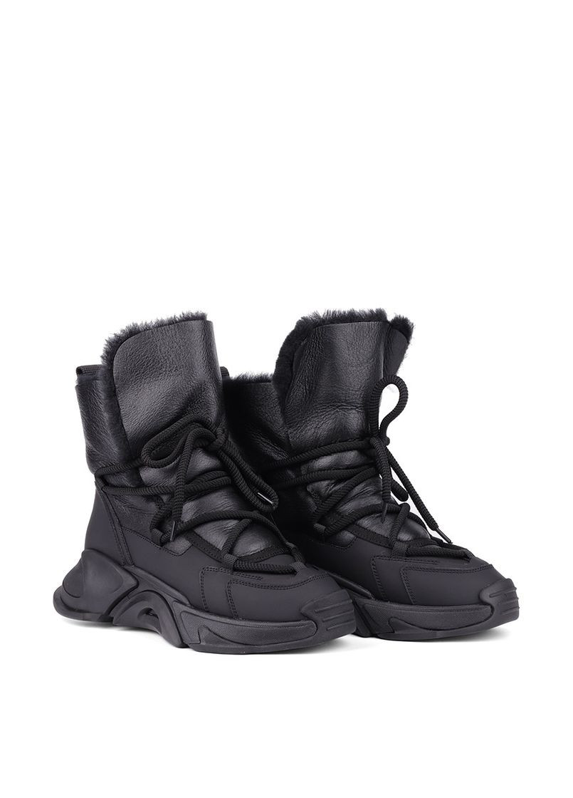 Зимние женские ботинки xh2199-15x черная кожа MIRATON