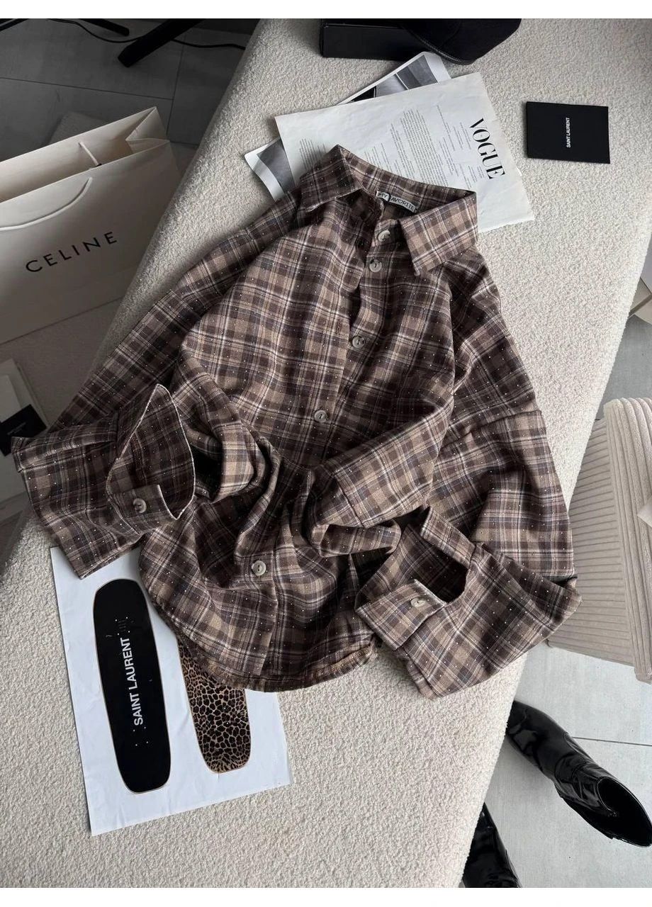 Коричневая повседневный рубашка No Brand