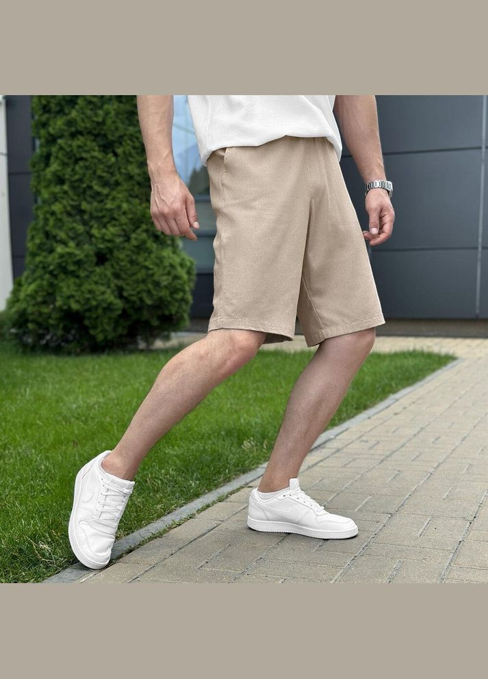 Чоловічі лляні шорти літні бежеві No Brand (346085334)