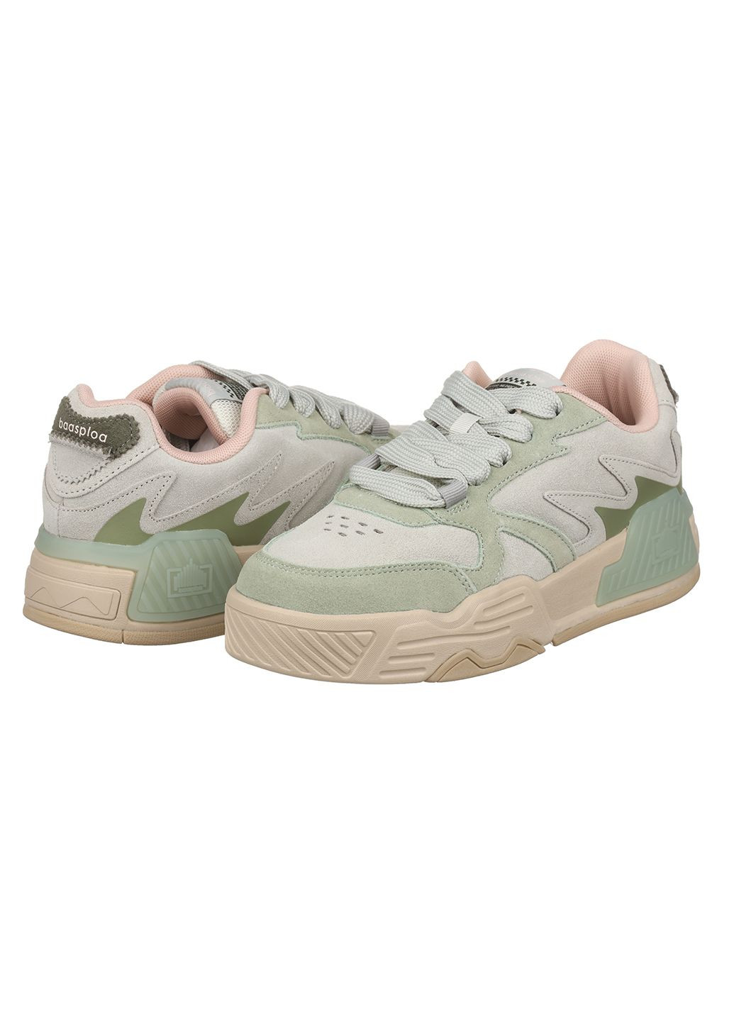 Женские кроссовки из замши L1821-9C Baas зелёные демисезоны (303000977)