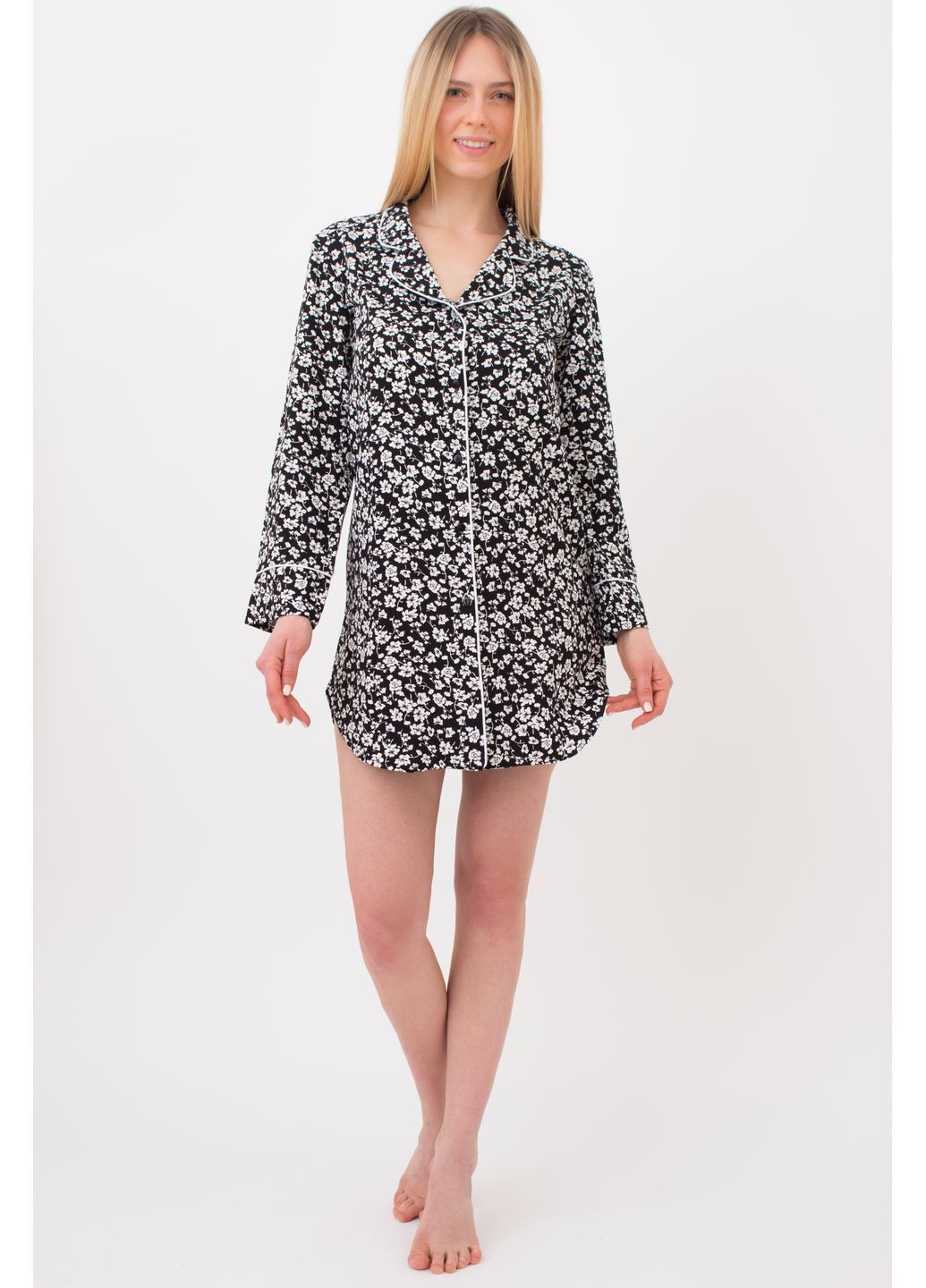 Чорна жіноча сукня-сорочка Giulia з квітковим принтом