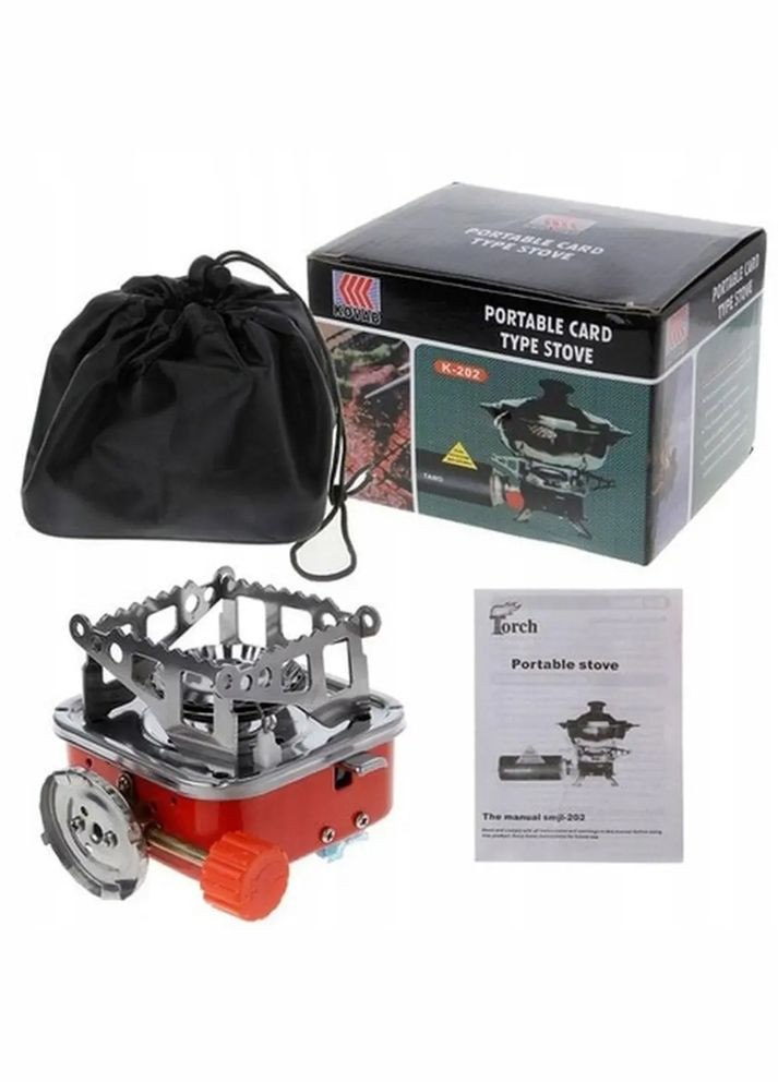 Пальник для кемпінгу портативний Туристична плитка з п'єзопідпалом+4 балони (1756375576) Kovar ZT-202 (334675684)