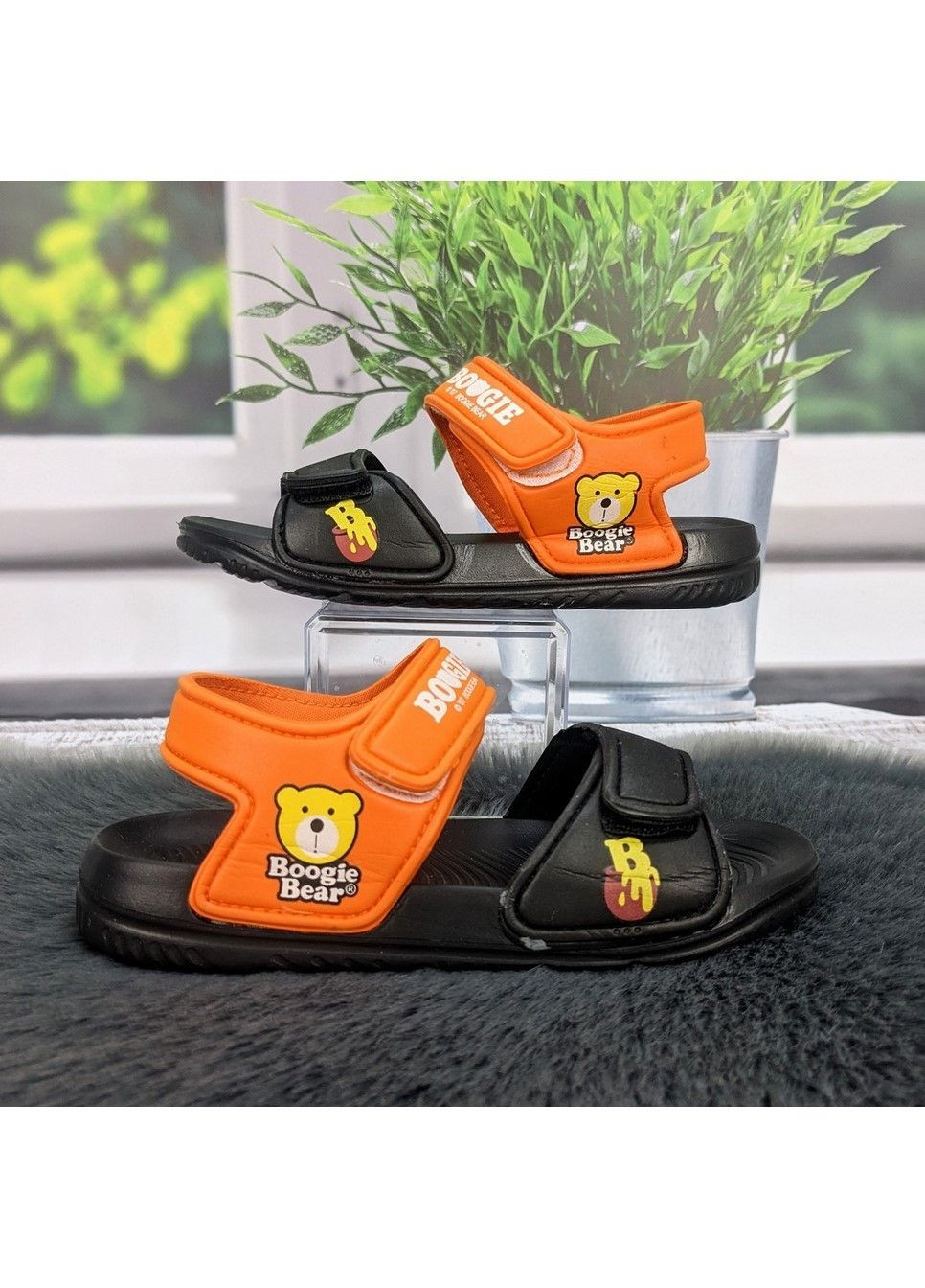 Черные повседневные босоножки детские сандалии для мальчика Смайлик на липучке