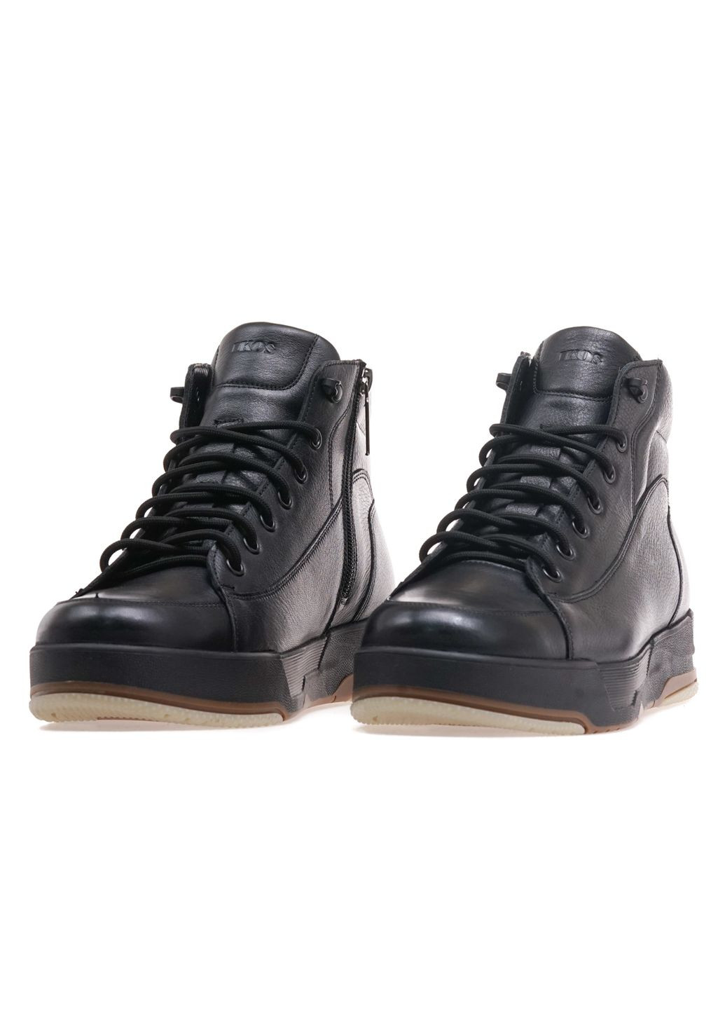 Черные зимние ботинки комфорт мужские 396-1s/black leather Ikos