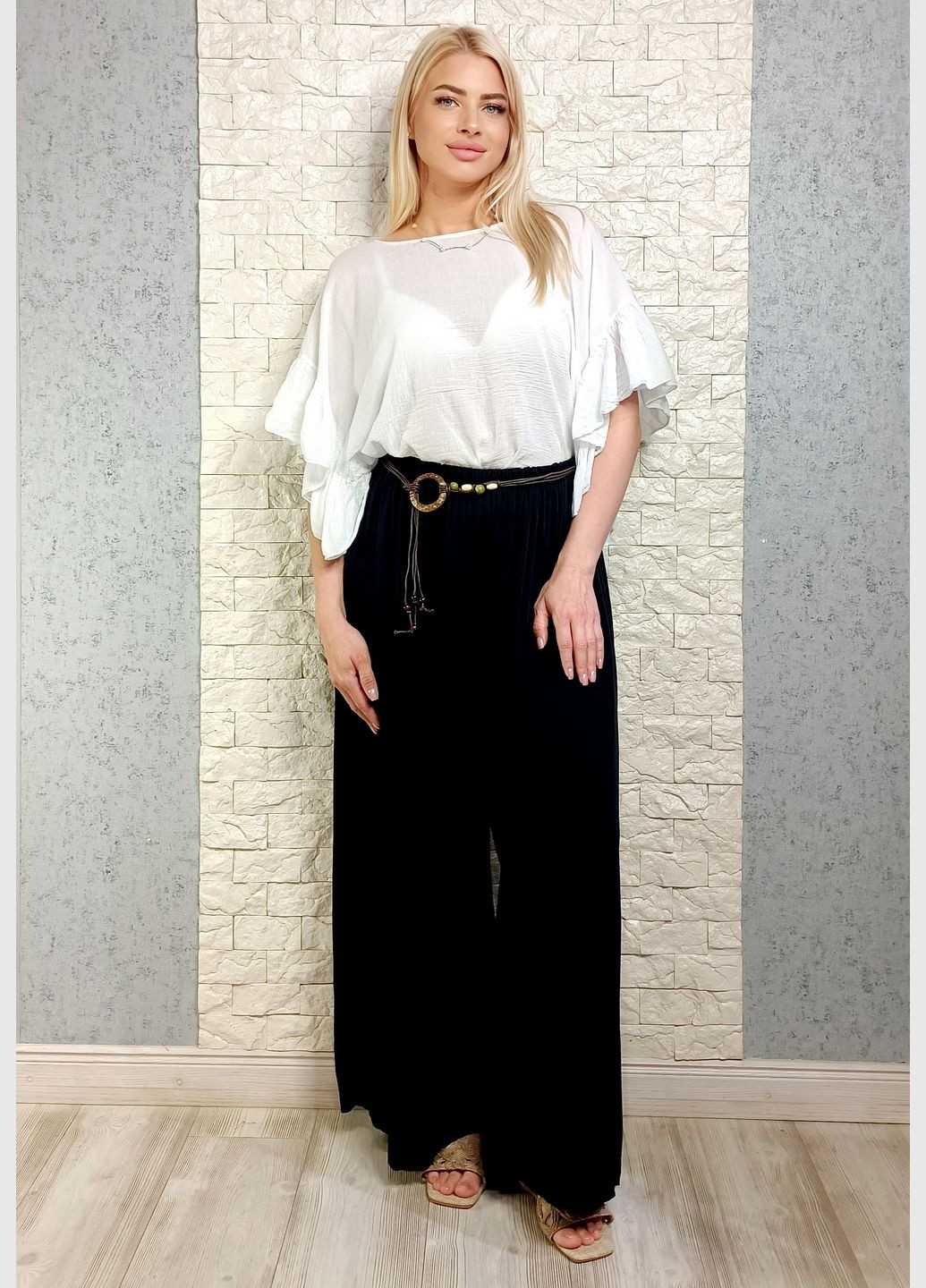 Штани Trionfo легкі штапель з декоративним поясом (336189910)