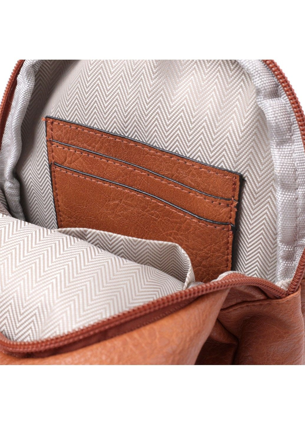 Практична жіноча сумка через плече з отвором для навушників з екошкіри 22789 Рудий Vintage (303877304)