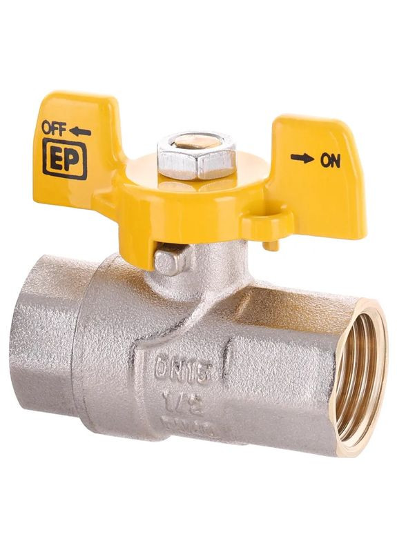Кран кульовий EP.121 - 1/2" FF ГГМ YELLOW, ручка "метелик" жовта (EP2930) EUROPRODUCT (321205342)