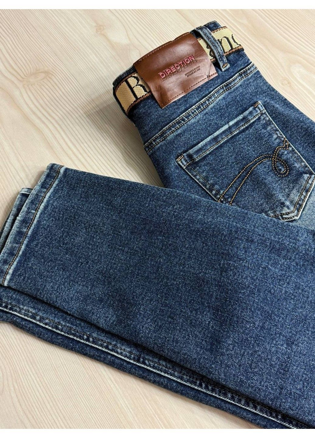 Джинсы женские 8192 Mom jeans с ремнем синие Dragon - (364631309)