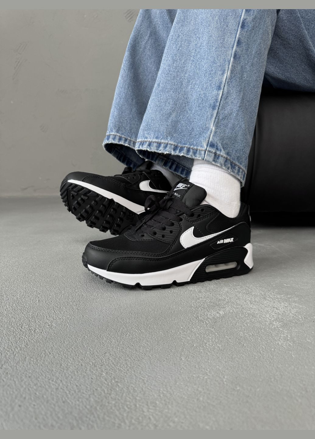 Кросівки жіночі і чоловічі Nike Air Max 90 black white | Найк Аір Макс 90 чорно-білі No Brand чорно-білі демісезони (316091178)