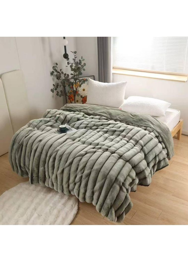 Плед королівська шиншила оливковий 200*230 No Brand (363192841)