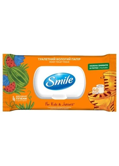 Туалетний папір For Kids & Juniors Вологий 40 аркушів (4823071666021) Smile For Kids &amp; Juniors Вологий 40 аркушів (389565343)