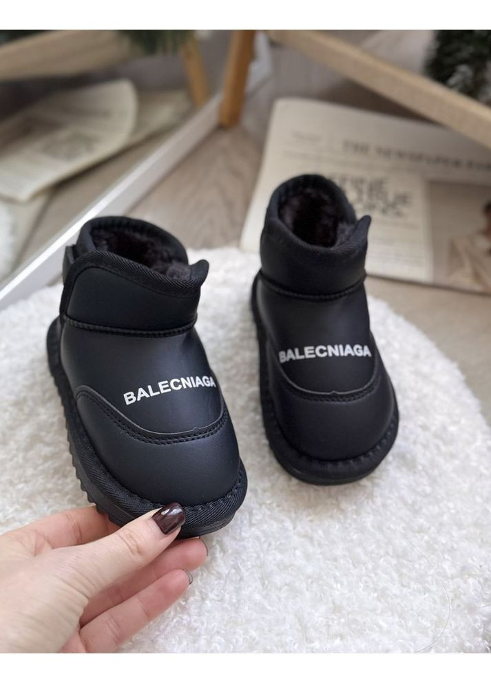 Черевики зимові дитячі з хутром Balencniaga чорний No Brand (368936761)