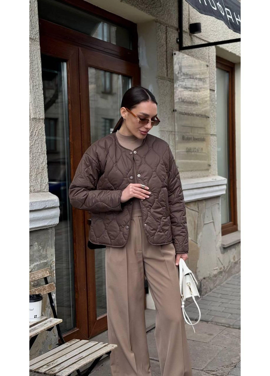 Куртка женская стеганная Zara style свободного кроя на кнопках плащевка демисезон No Brand Maka 508 (352168111)