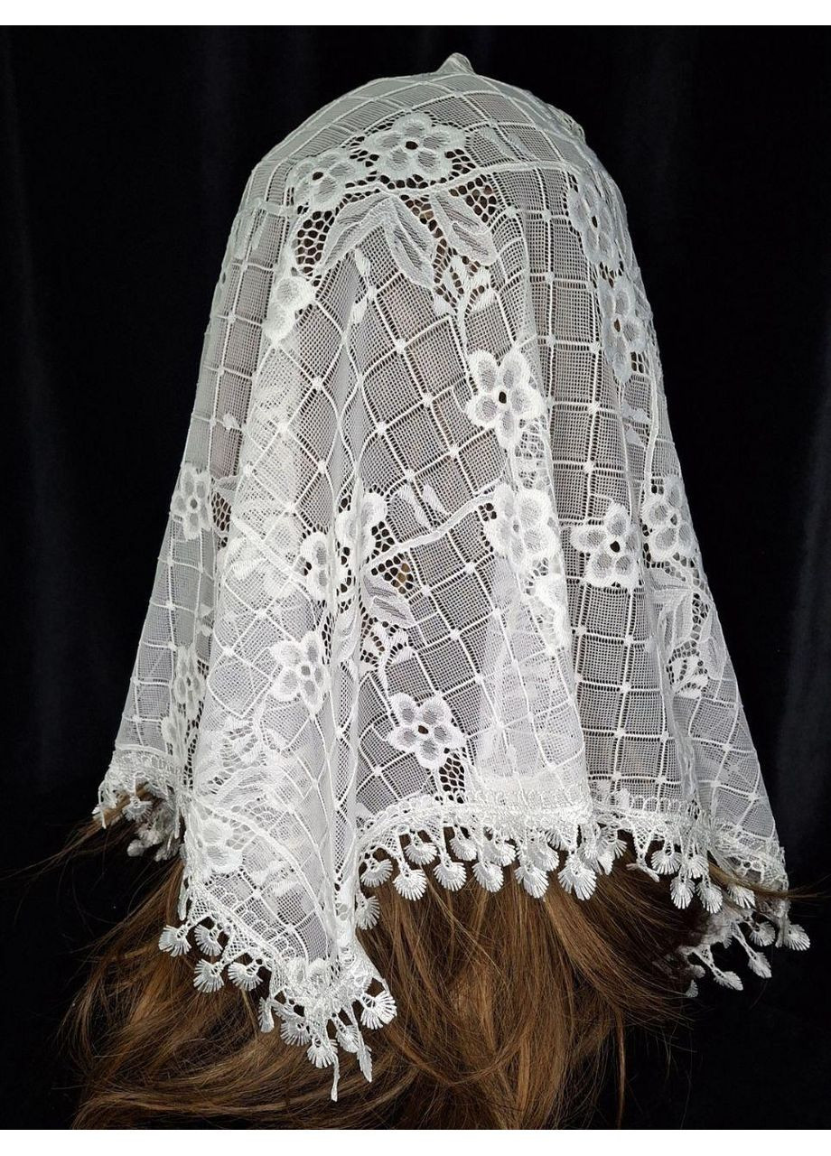 Церковна косинка з вишивкою та декоративною бахромою Біла Класична косинка для вінчання No Brand (367056215)