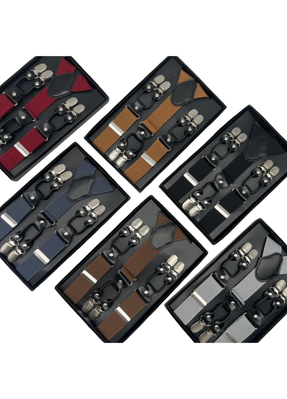 Підтяжки для штанів унісекс еластичні, регульовані, 6 металевих кліпс KT7003206 жаккард Solve (368561434)