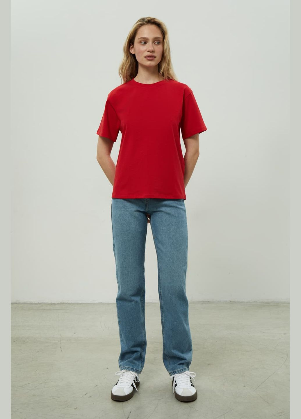 Красная летняя футболка oversize красный 1005-22 Papaya