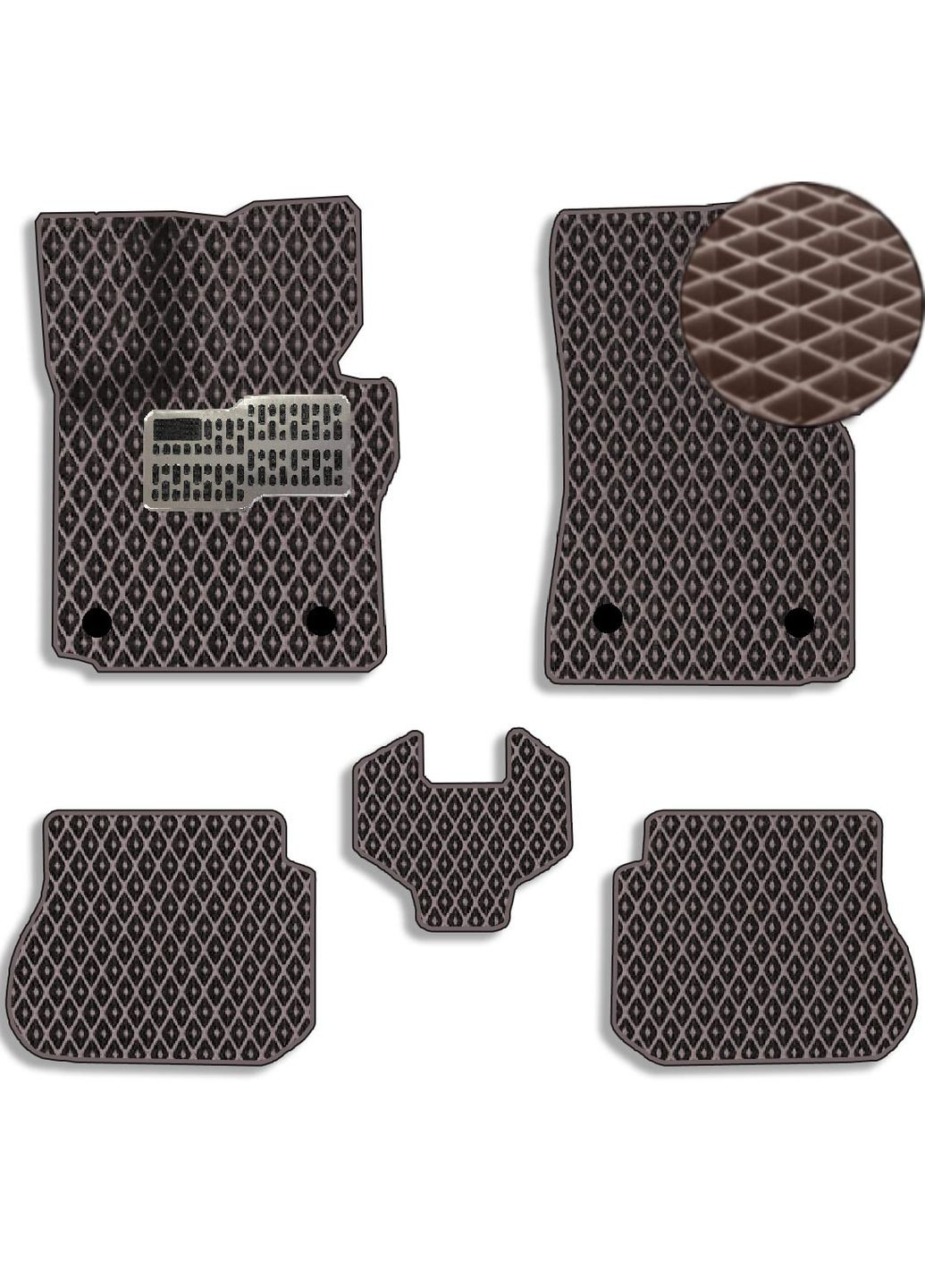 3D Коврики в салон EVA для Volkswagen Caddy 2004-2015 с подпятником Коричневый 5 шт S4C Caddy 2003-2020 (375000913)