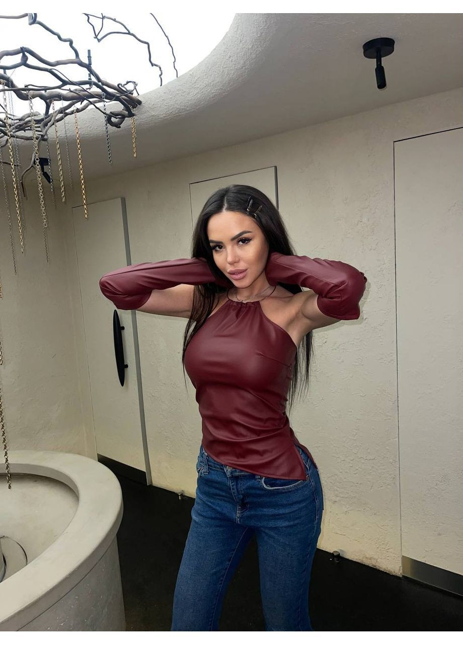 Жіночий шкіряний топ з рукавами Avanti (371772774)