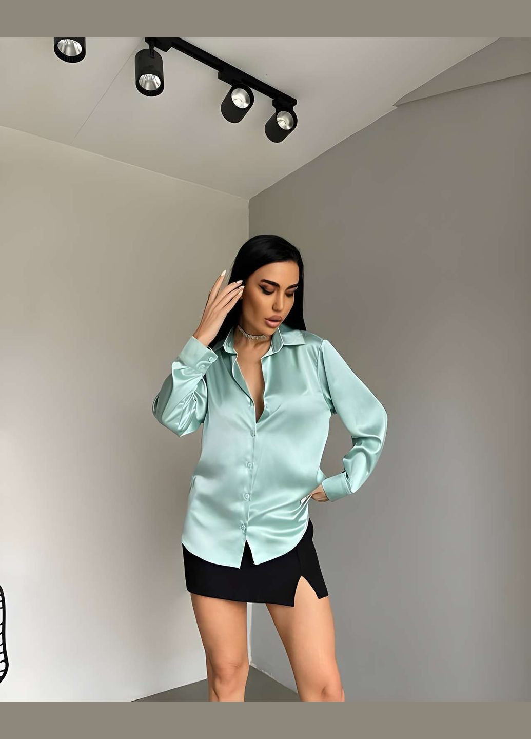 Белая женская качественная белая черная серая шелковая блуза блузка рубашка на пуговицах длинный рукав Україна