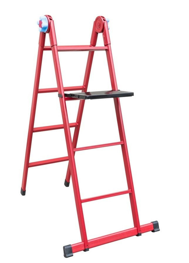 Драбина універсальна металева 4 сходинки, зі столиком, h 1070/2500 мм (79-1014) Господар (340908577)