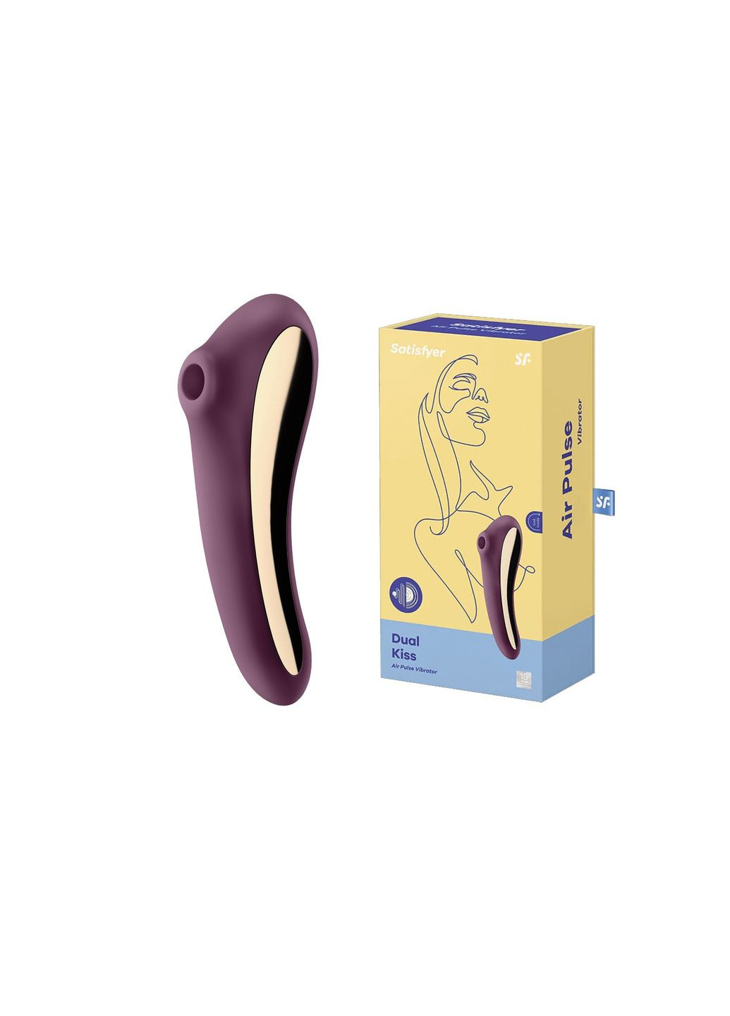 Вакуумный клиторальный стимулятор с вибрацией Dual Kiss, марсаловый Satisfyer (332052974)