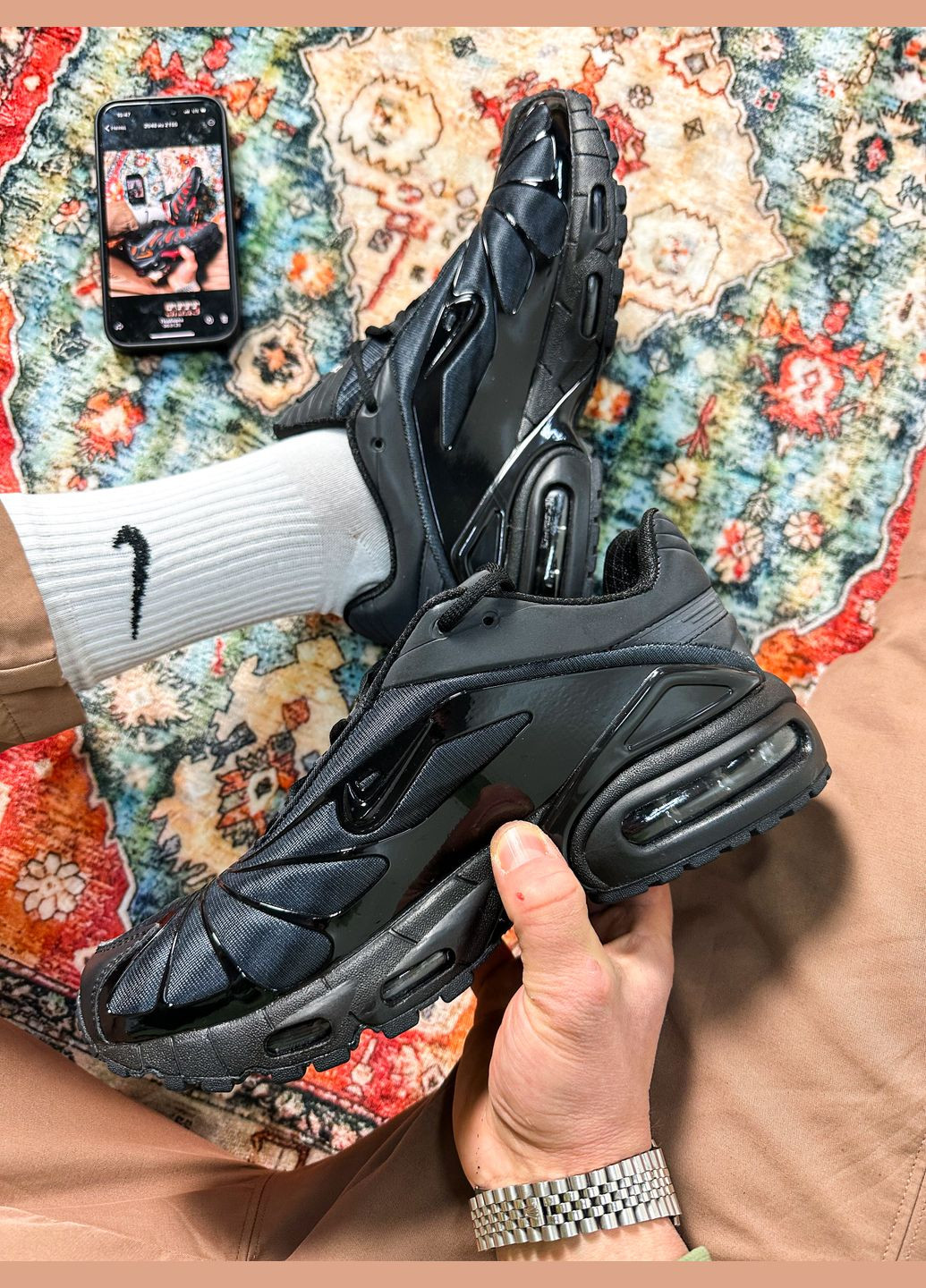 Черные всесезонные мужские кроссовки nike air max x skepta black | найк аир макс черные No Brand