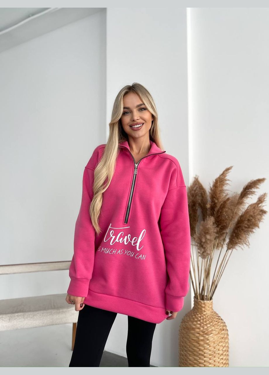 Малиновый женский свитшот на флисе с надписью Avanti надпись (317286785)