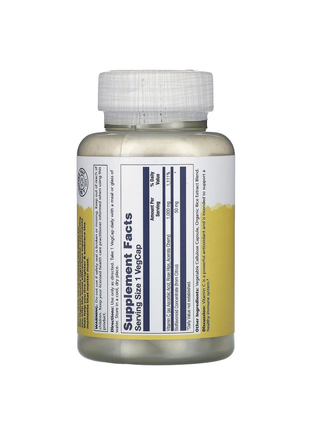 Вітамін С з Концентратом Біофлавоноїдів Vitamin C with Bioflavonoid Concentrate 1000мг - 100 капсул Solaray (293944930)