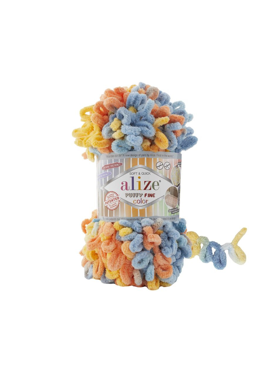 Пряжа Puffy FINE Color 6314 фантазійна нитка плюшева Alize (361224744)