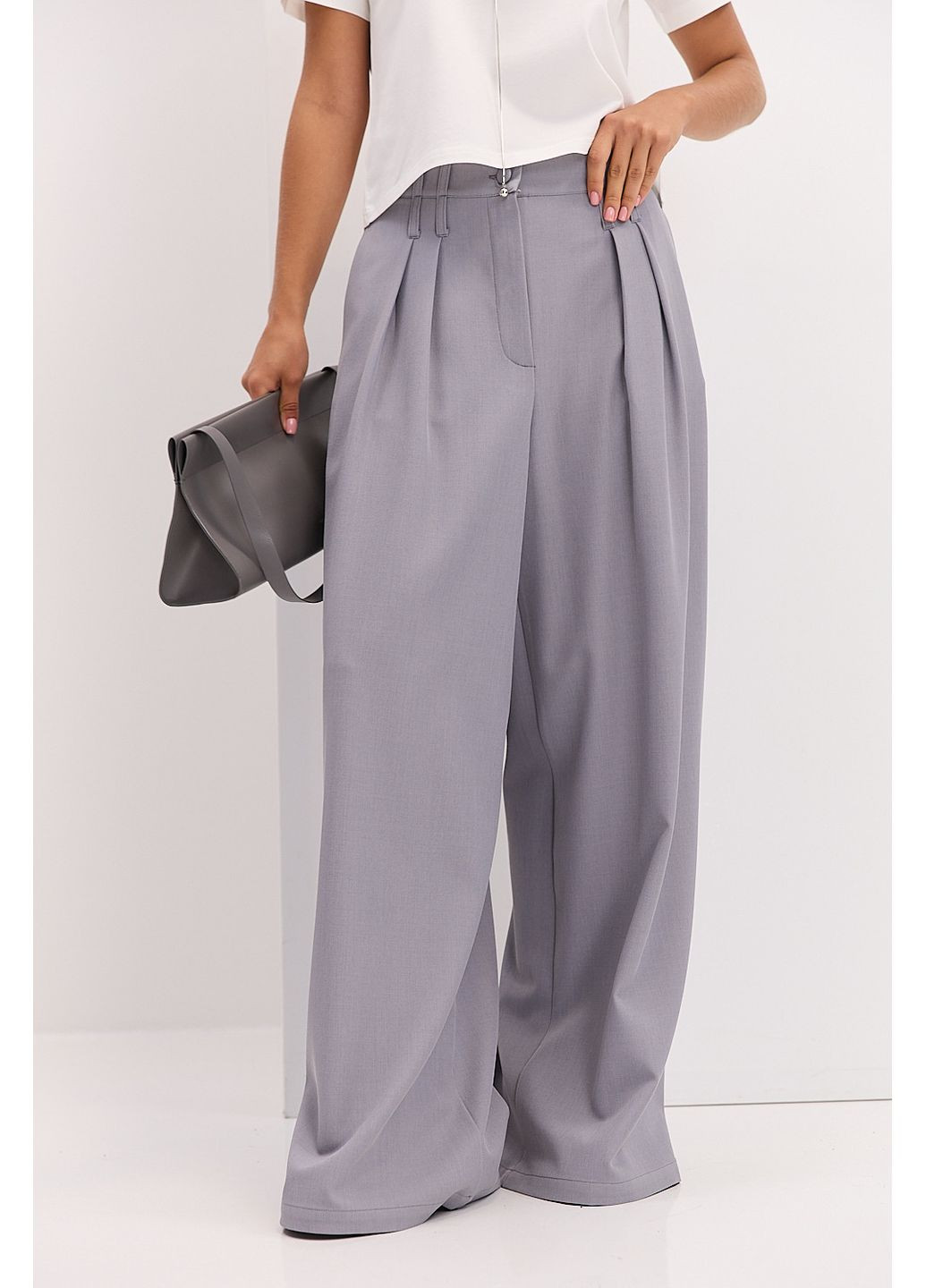 Женские брюки-палаццо со складками черные Arjen (361056781)