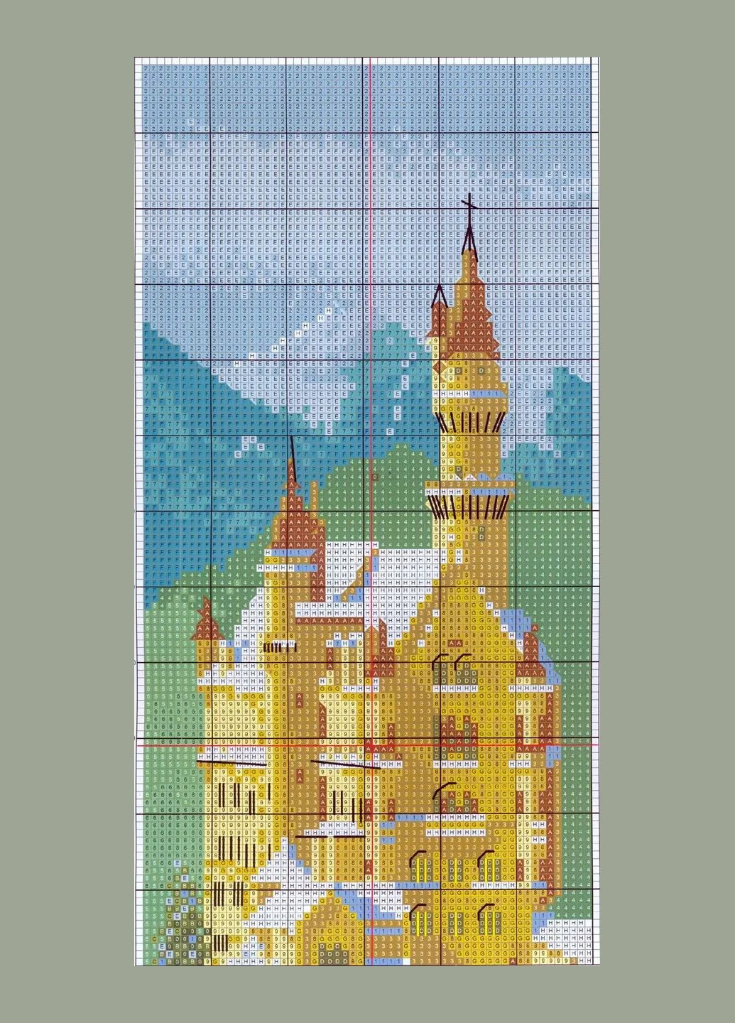 Набор для вышивания по нанесённой на канву схеме "German Swan Stone Castle". AIDA 14CT printed, 16*41 см Joy Sunday (313612904)