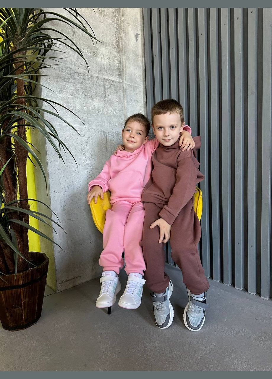 Коричневый зимний теплый детский костюм No Brand