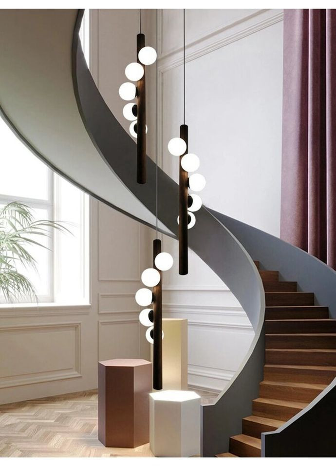 Люстра подвесная на 5 лампочек 26918 Черный 85-240х23х23 см. Sunnysky (335975555)