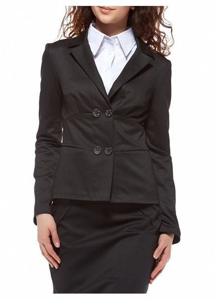 Черный женский деловой жакет без подкладки ж06 2 Льва - демисезонный