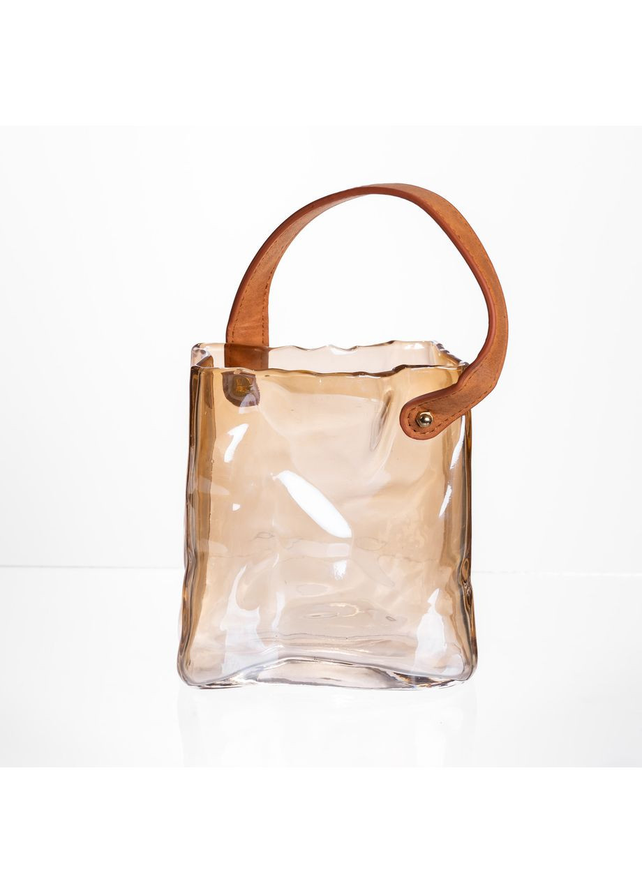 Скляна ваза сумочка з ручкою 13×7×16.5 (см) декоративна ваза для квітів 1 (л) Коричневий HP-19-155-1 Yiwu (370802361)